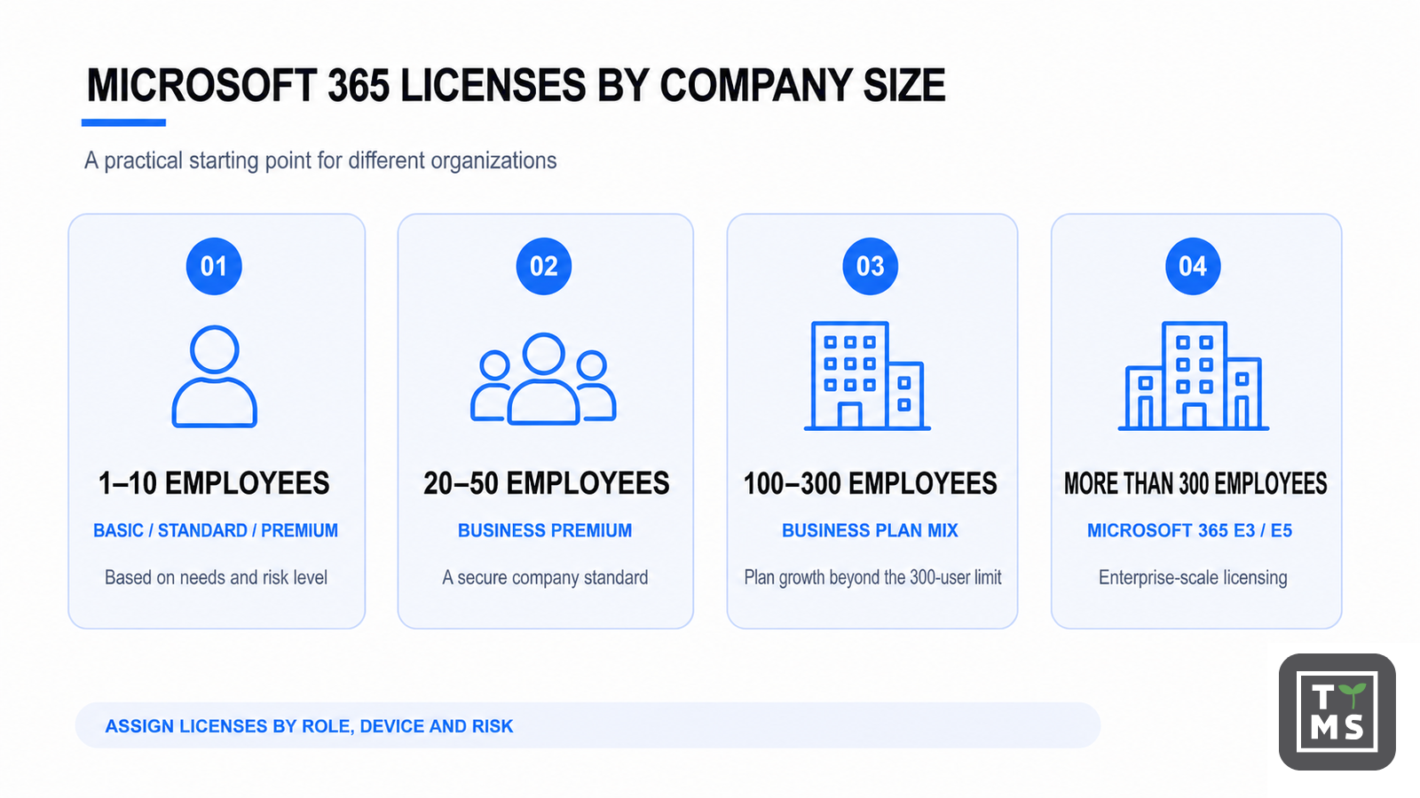 Microsoft 365 licenses by company size